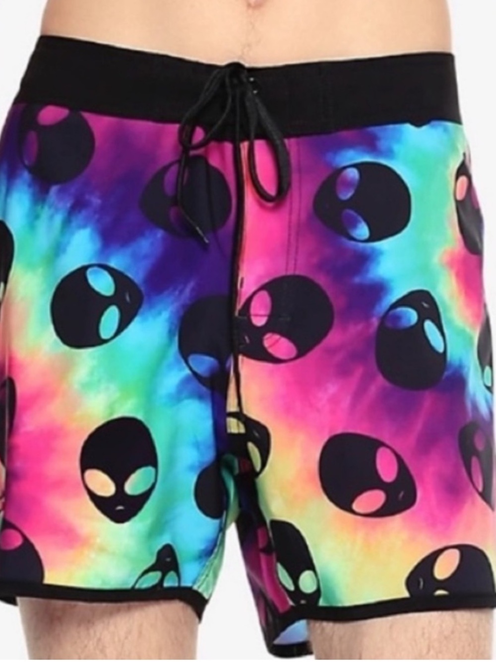 Midnight Hour Psychedelic Alien Tie-Dye Swim Shorts Sz 30